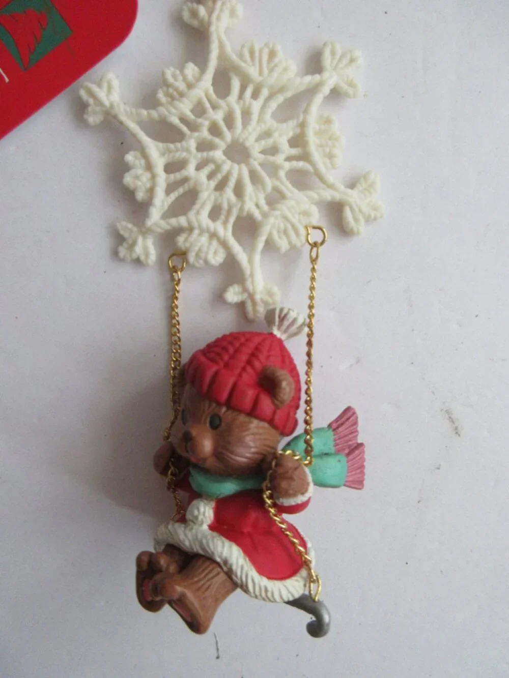 Trim A Home Christmas Tree Ornament Santa Bear on Snowflake Swing Kmart 1992